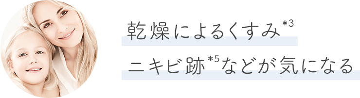 乾燥によるくすみ＊3ニキビ跡＊5などが気になる